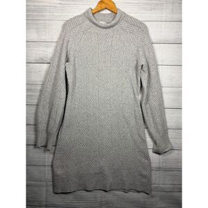 Gypsy Cloud Women's Large Gray Chevron Knit Turtleneck Sweater Dress 4773